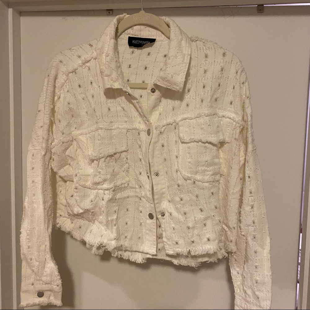 Kittenish distressed white demon jacket